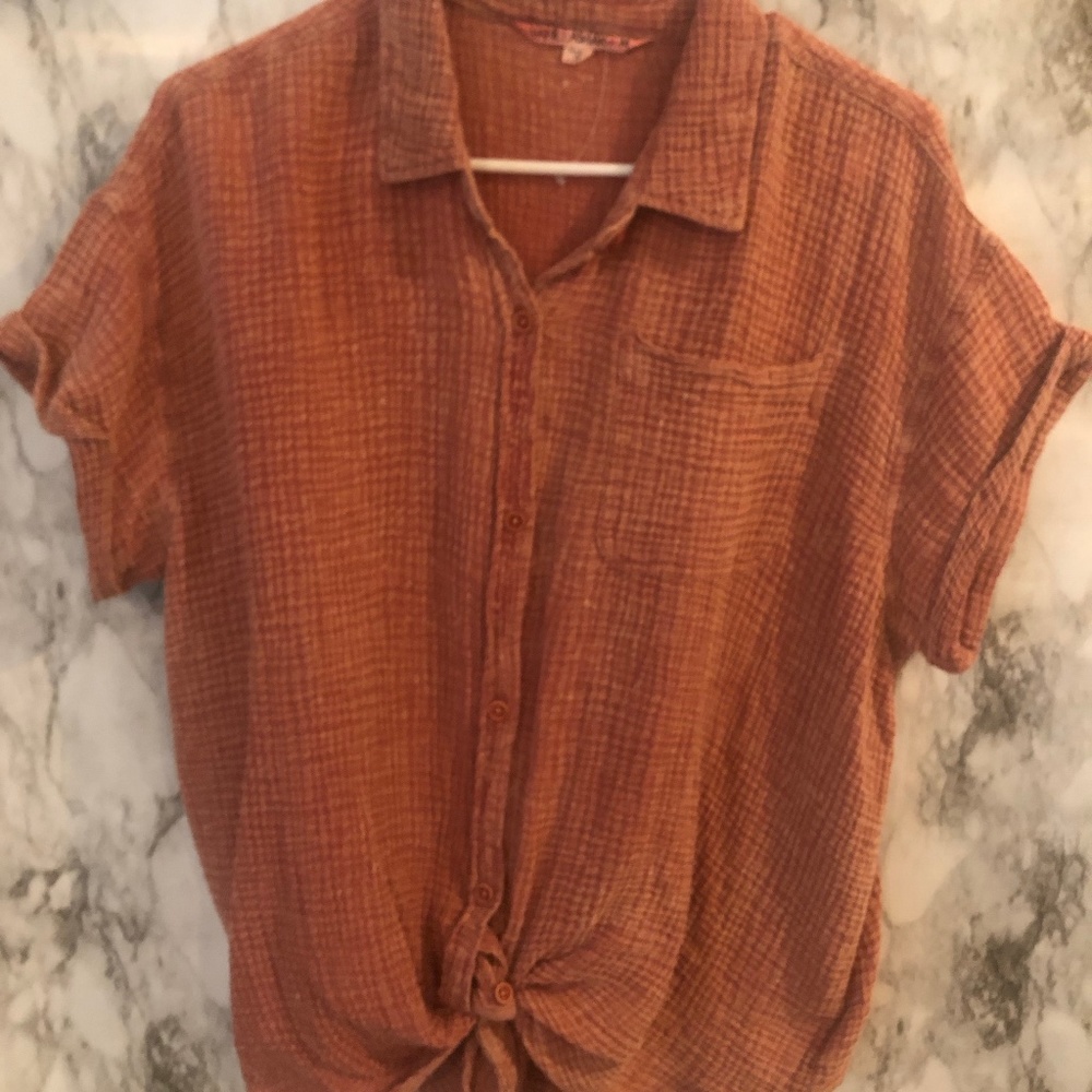 vanilla star button up mauve pink top